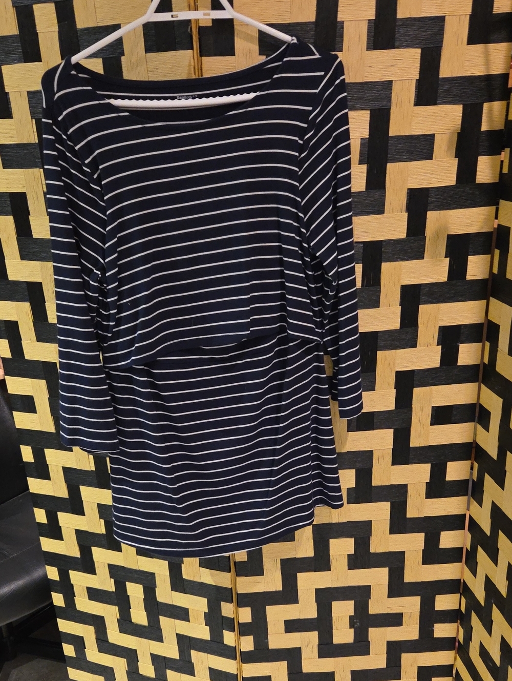 Navy & White Striped Long Sleeve Nursing Top
